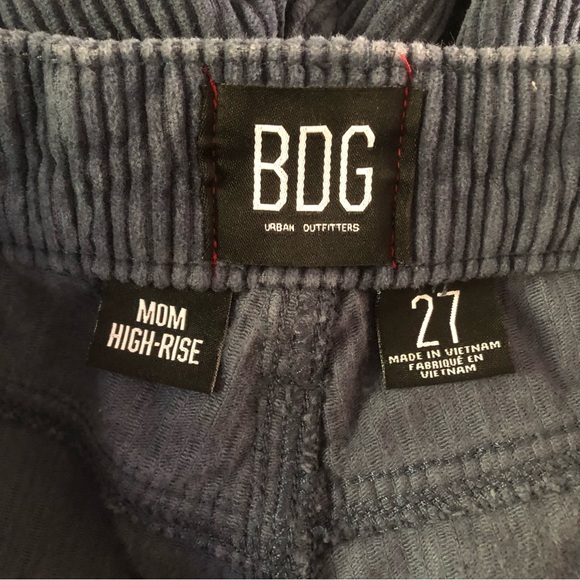 Urban Outfitters BDG Mom High Rise Blue Corduroy Pants Cropped Size 27 - Picture 5 of 6